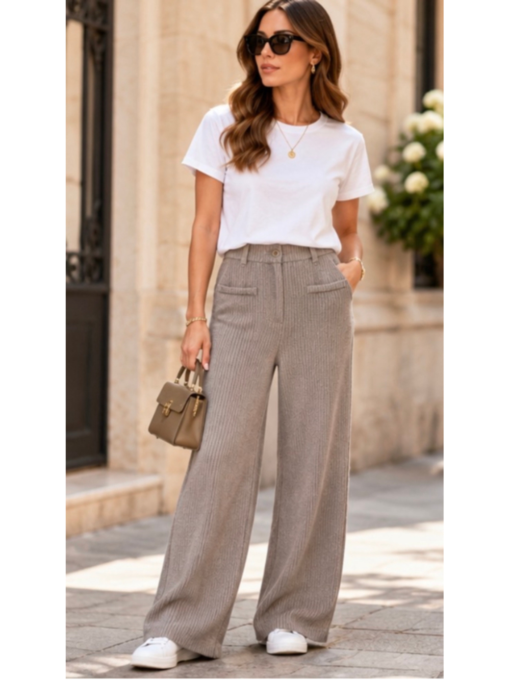 Aya Muse Wide Leg Knit Pants Size S Taupe Luxury Streetwear Loungewear NWT